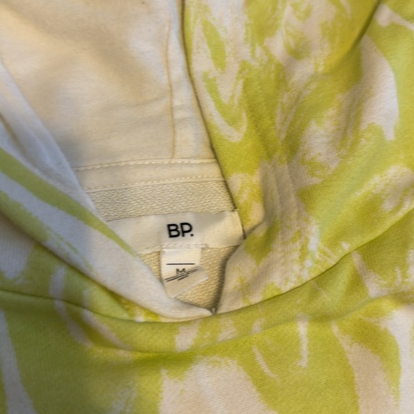 BP Hoodie Sweatshirt Cream Green Brush Stroke Marble Casual Oversized Sz M - Picture 3 of 8